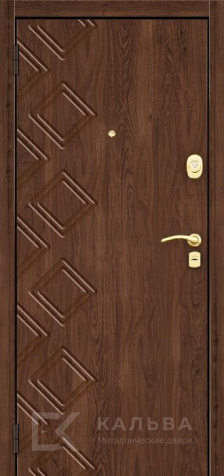 Фото №2 «Стальная дверь графит рифлёная и орех ромбы для частного дома №85»