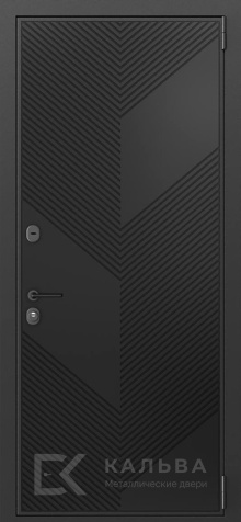 Фото «Стальная дверь чёрная геометрическая фрезеровка внутри МДФ графит №317»