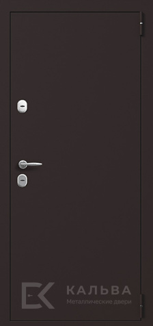 Фото «Стальная дверь чёрная гладкая с одной стороны филёнчатая №37»